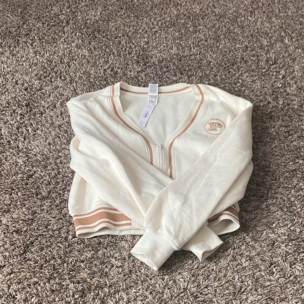 PINK Victoria's Secret Off-White Varsity Jacket